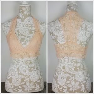 Peach Lace Bralette Unlined Racerback